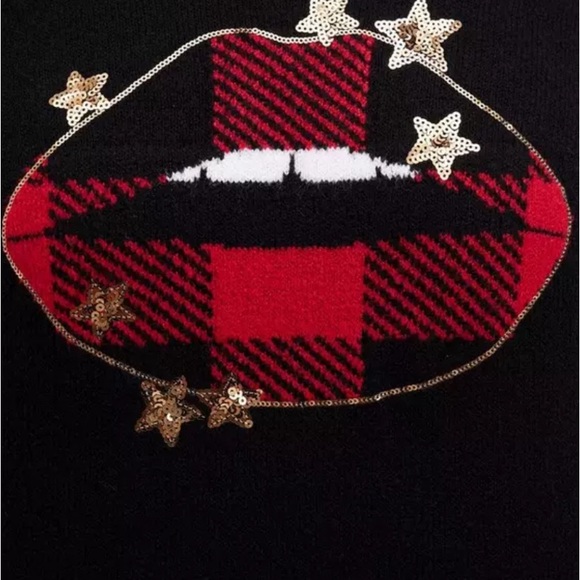 NWT Torrid size 2 / 2X Lips Sweater Plaid Black Plus 18 /20 Holiday / Christmas - Picture 4 of 6